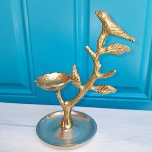 Metal Jewelry Display Stand Holder Bird on a Branch Birds Nest Gold Silver NEW